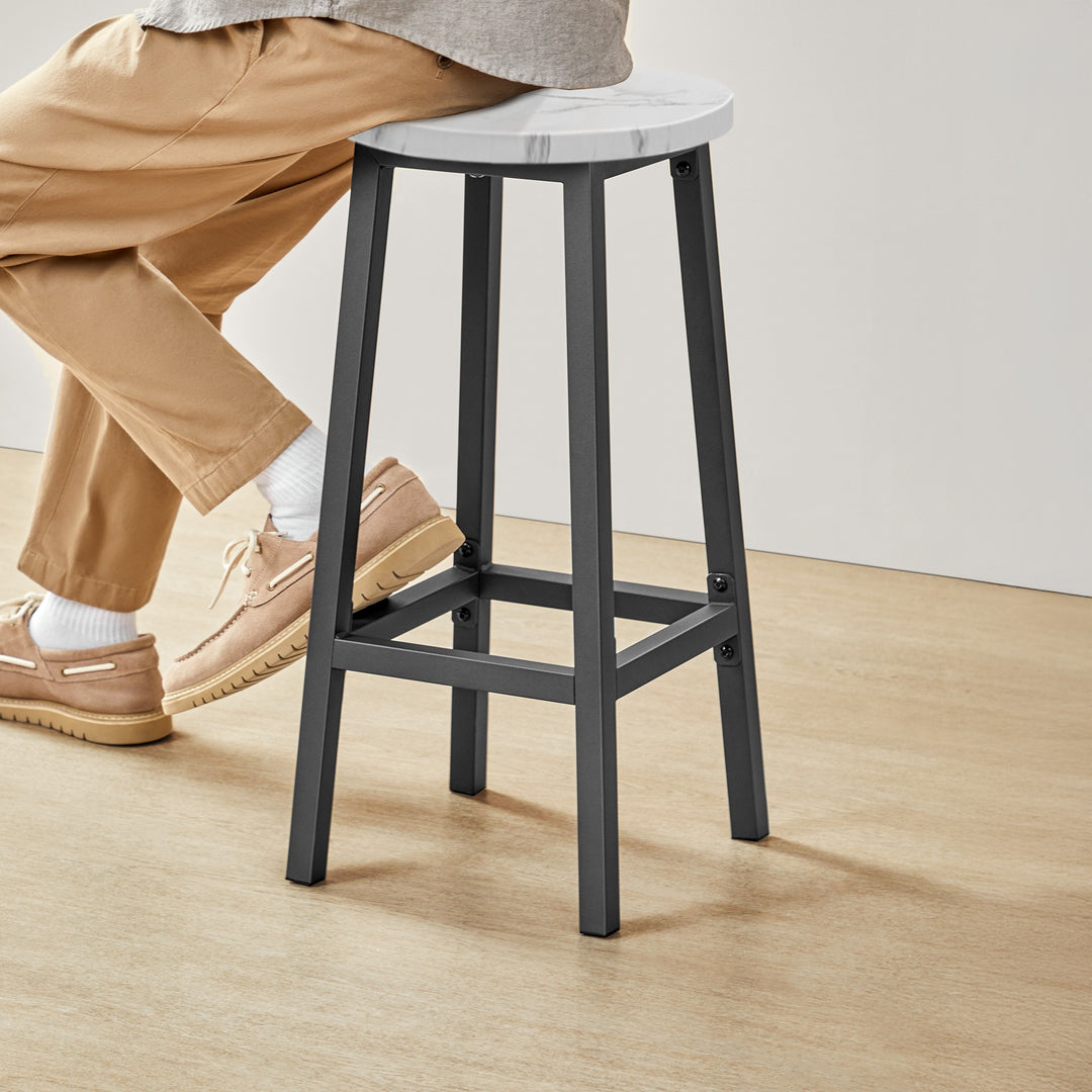 Barstol / høj skammel – marmor / sort | moderne loftstil