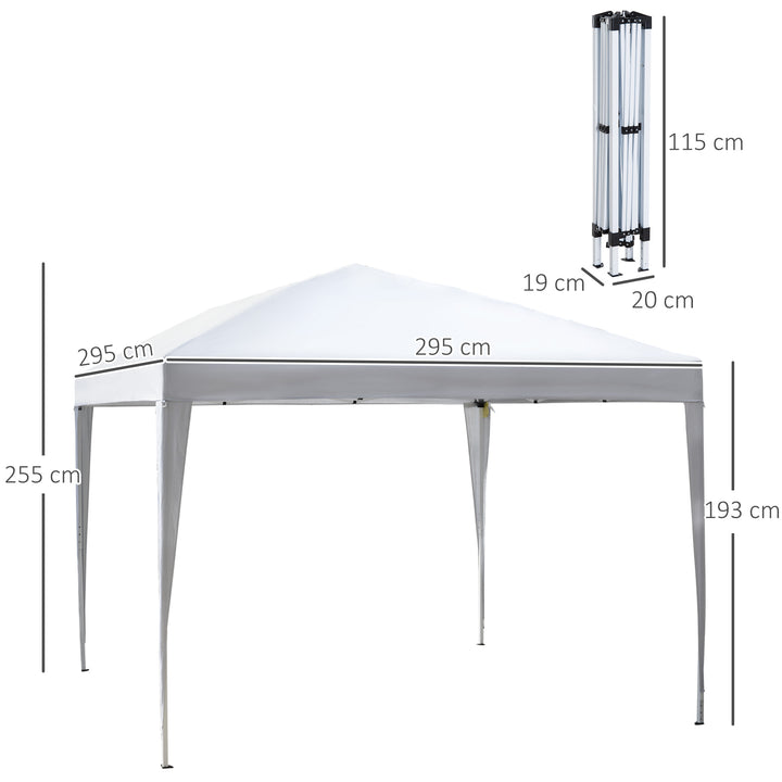 Pavillon, 2,95 x 2,95 m Pop-up foldbar pavillon, havepavillon, festtelt, UV-beskyttelse, stål + oxfordstof, hvid