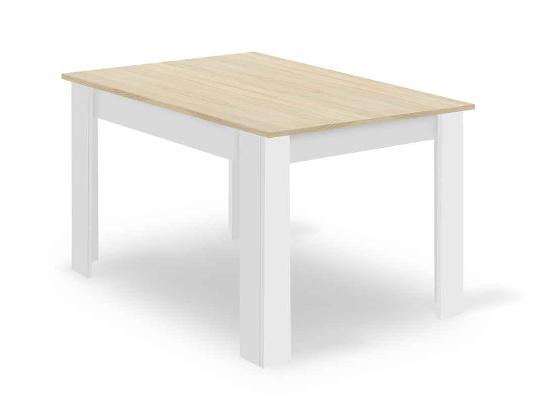 Sæt med NP bord 120x80cm Sonoma Eg + Hvid + 4 WAT stole grå / naturlige ben