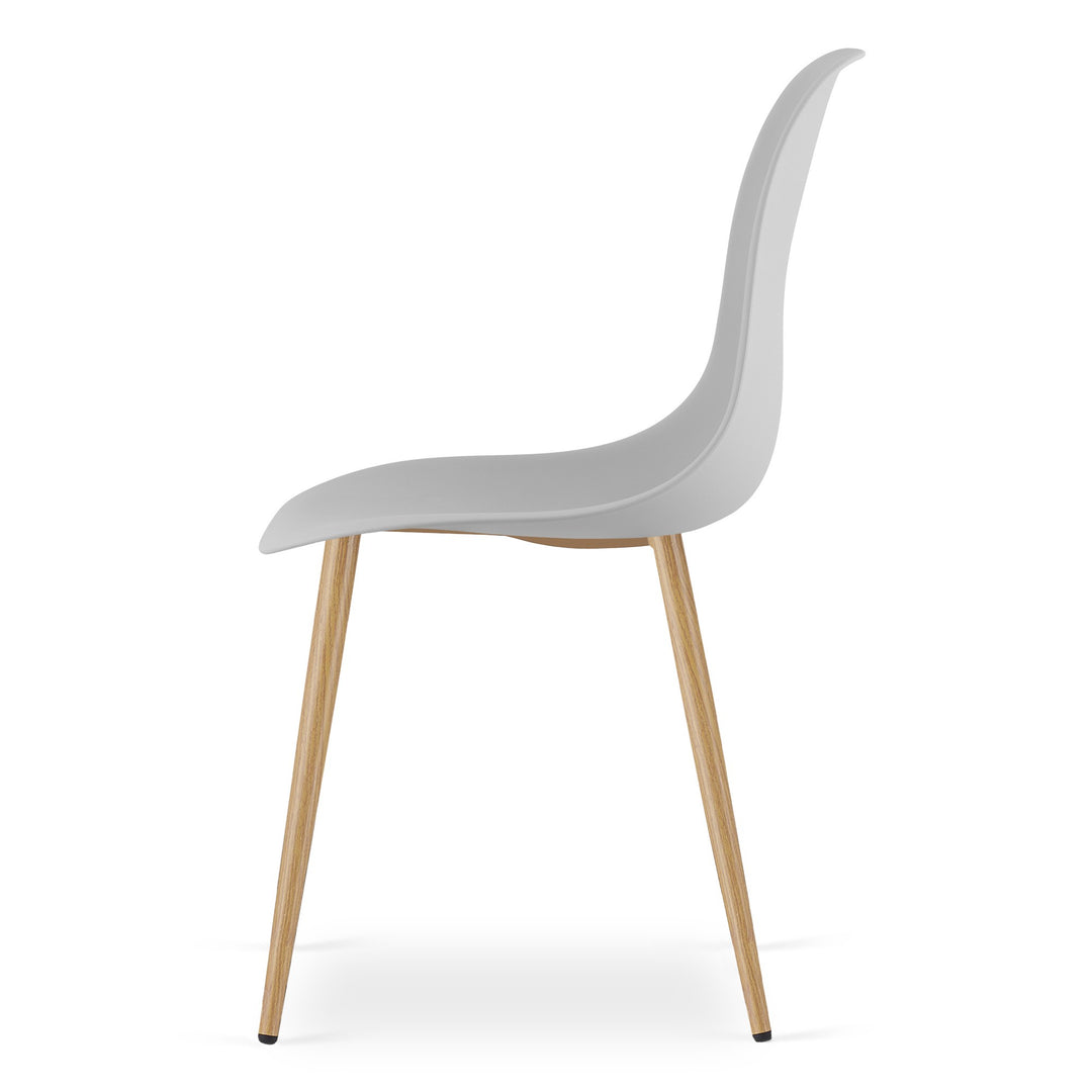 Sæt med NP bord 120x80cm Sonoma Eg + Hvid + 4 WAT stole grå / naturlige ben