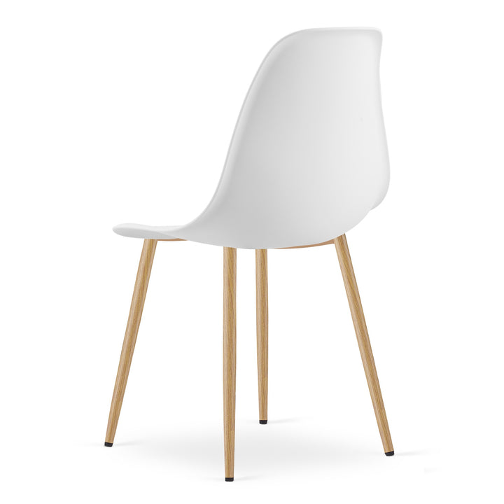 Sæt med NP bord 80x80cm Sonoma Eg + Hvid + 4 WAT hvide stole / naturlige ben