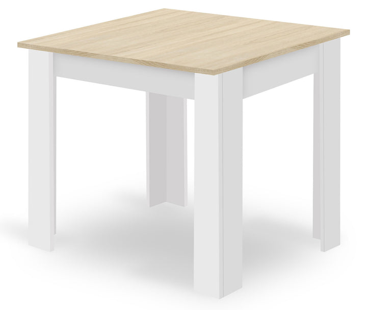 Sæt: NP Bord 80x80cm Sonoma Eg + Hvid + 4 WAT Stole Grå / Naturlige Ben