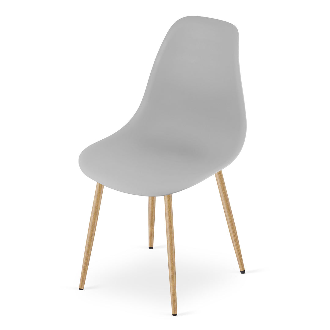 Sæt: NP Bord 80x80cm Sonoma Eg + Hvid + 4 WAT Stole Grå / Naturlige Ben