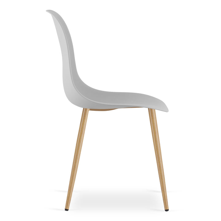 Sæt: NP Bord 80x80cm Sonoma Eg + Hvid + 4 WAT Stole Grå / Naturlige Ben