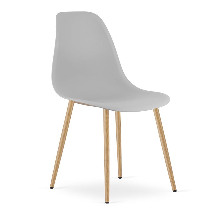Sæt: NP Bord 80x80cm Sonoma Eg + Hvid + 4 WAT Stole Grå / Naturlige Ben