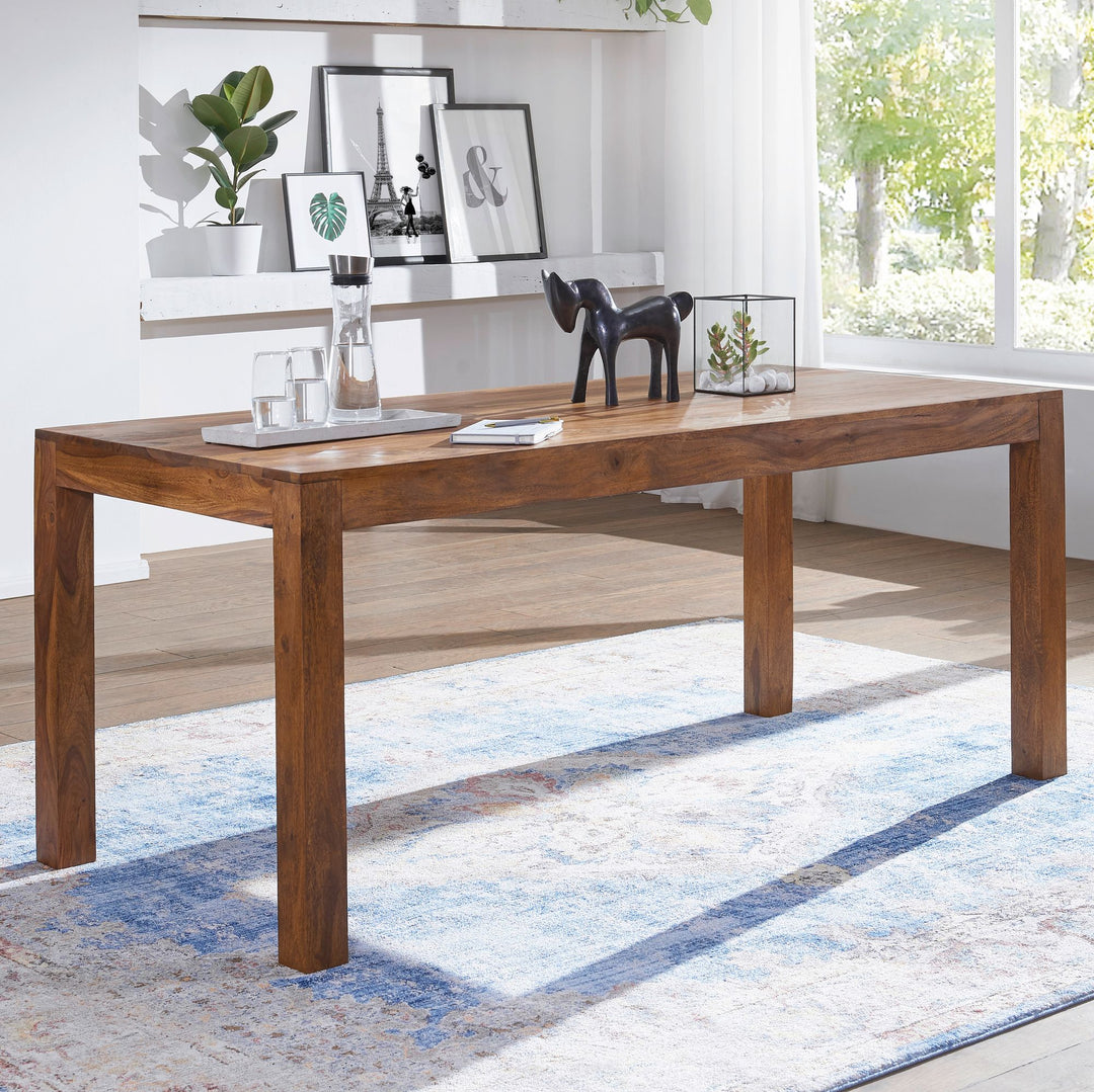 Spisebord, 200x100x76 cm, massivt træ tidløst, rektangulært køkkenbord, træ