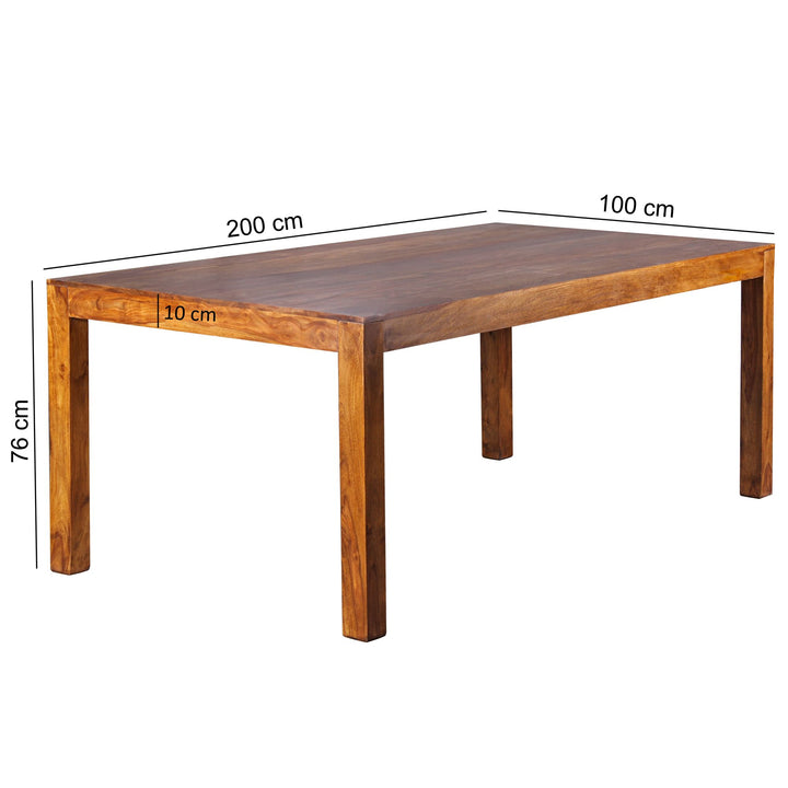 Spisebord, 200x100x76 cm, massivt træ tidløst, rektangulært køkkenbord, træ
