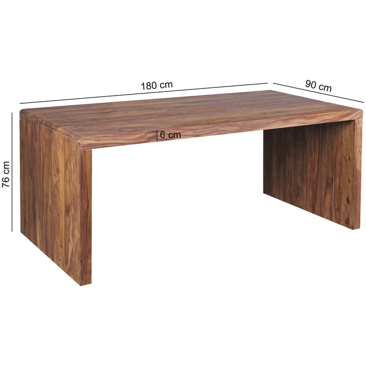 Computerbord i massivt træ, 180 cm bredt, ægte træ, designarkivbord til kontor, landlig stil