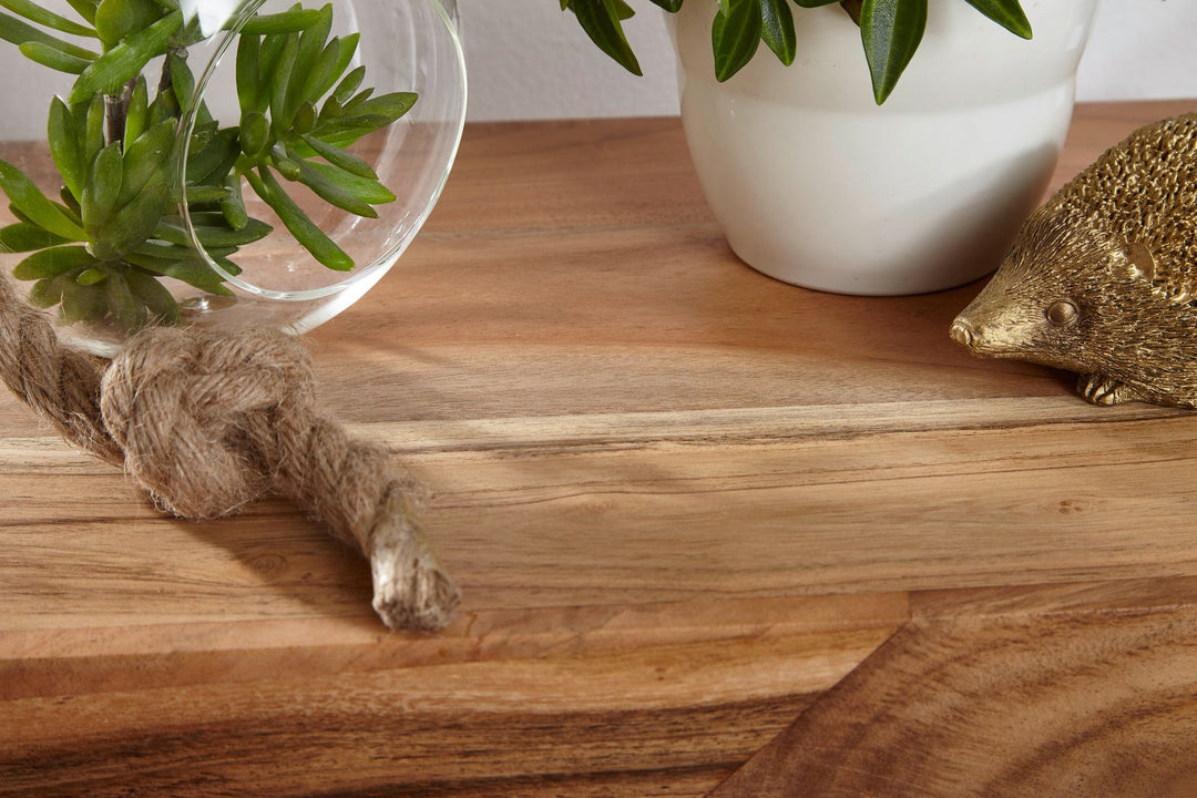 MUMBAI sidebord, massivt akacietræ, E Cube, 60 cm højt, stuebord, brunt design, landlig stil, sofabord