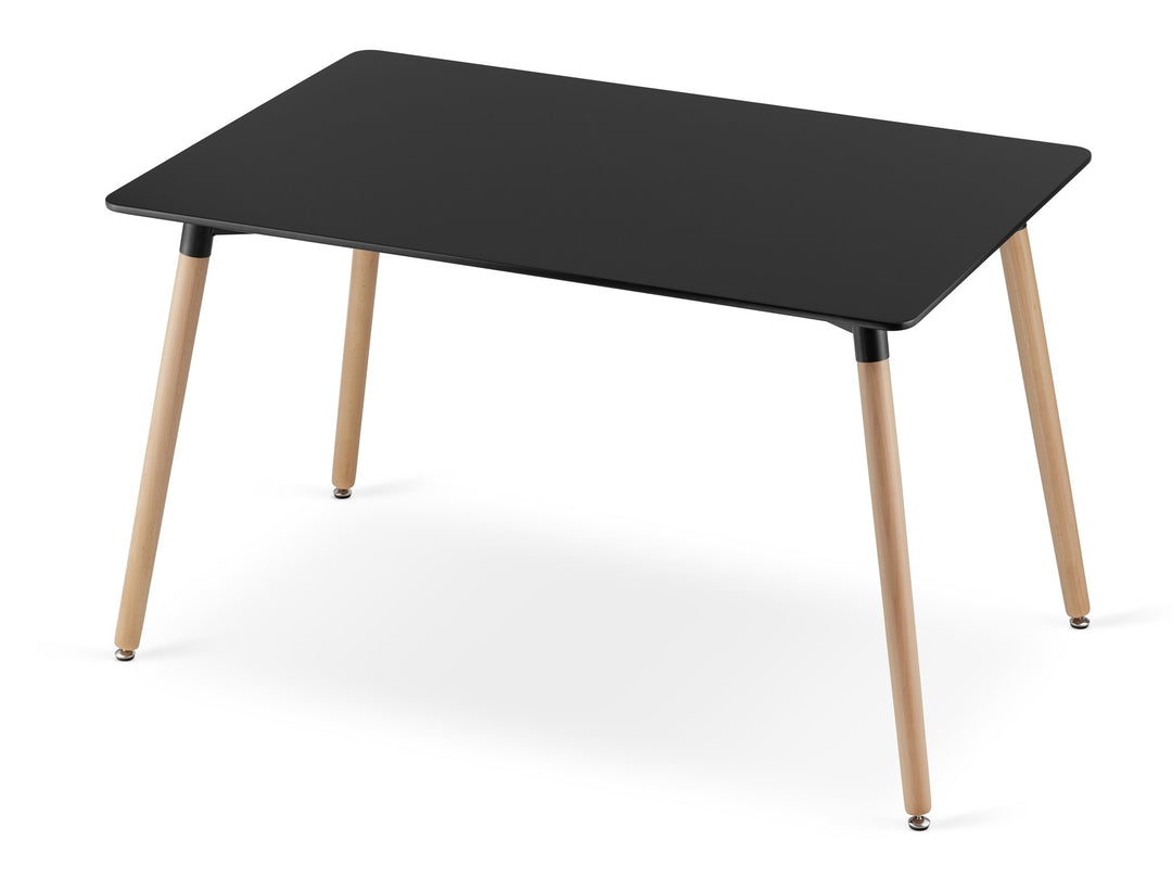 Sæt med ADRIA bord 120 cm x 80 cm - sort + 4 WAT stole sorte/sorte ben