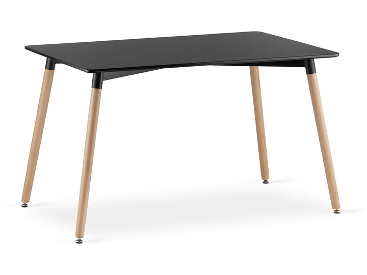 Sæt med ADRIA bord 120 cm x 80 cm - sort + 4 WAT stole sorte/sorte ben