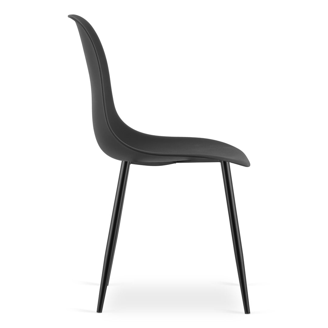 Sæt med ADRIA bord 120 cm x 80 cm - sort + 4 WAT stole sorte/sorte ben