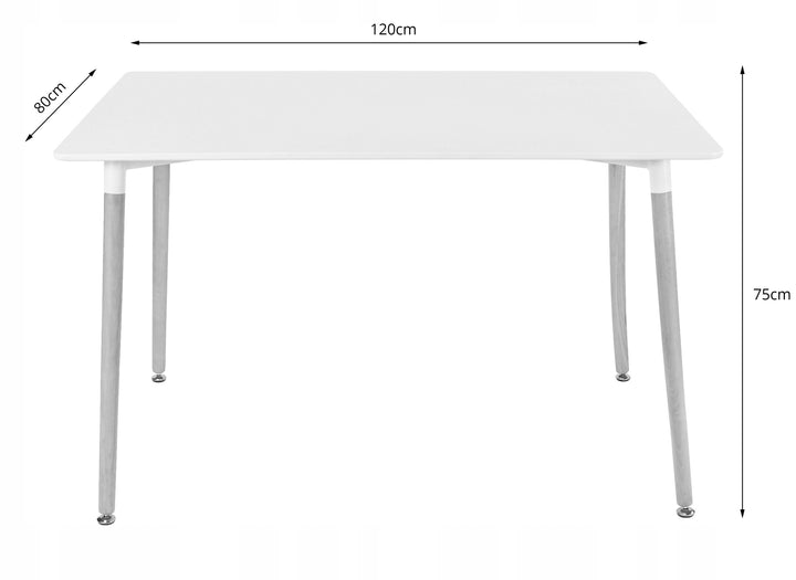 Sæt med ADRIA bord 120 cm x 80 cm - sort + 4 WAT stole sorte/sorte ben