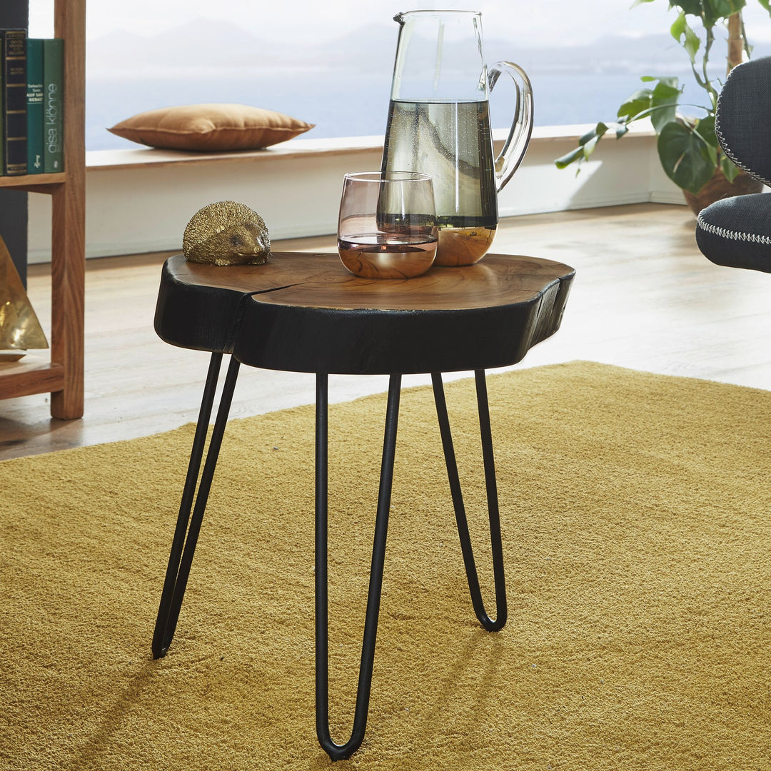 Sidebord i massivt sheeshamtræ BAGLI 35 x 35 cm stuebord massivt træ sidebord træbord ægte træ live edge