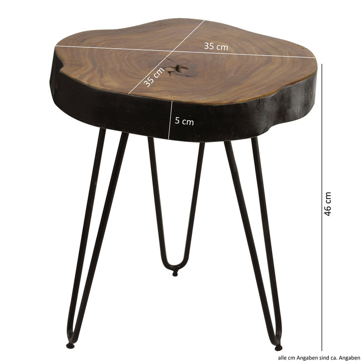 Sidebord i massivt sheeshamtræ BAGLI 35 x 35 cm stuebord massivt træ sidebord træbord ægte træ live edge