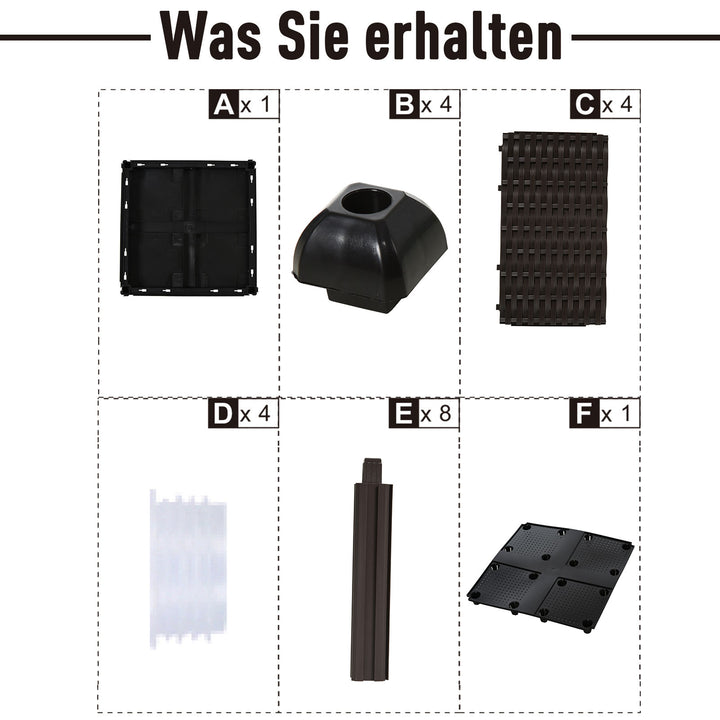 Højbed, plantekasse med drænhuller, blomsterkasse i rottinglook, plastik, brun, 40 x 40 x 44 cm