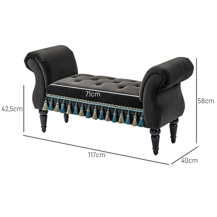 Polstret bænk, vintage design, op til 150 kg, 117 x 40 x 58 cm, mørkegrå