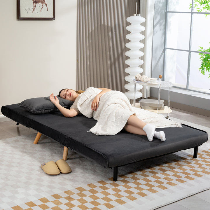 2-personers sovesofa, kan laves om til seng, justerbar ryglæn, stofbetræk, metalstel, grå