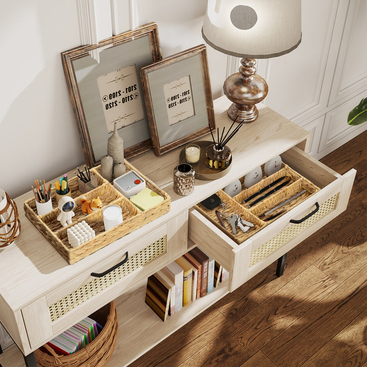 Sæt med 2 opbevaringskurve med rum til organisering af ting, til stue, køkken, soveværelse