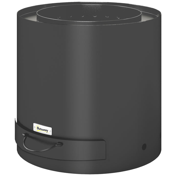 Bålfad 45x42cm lavet af rustfrit stål med ildfast materiale og askebakke, sort