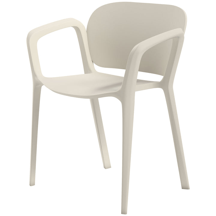 Havestolsæt med 4 vejrbestandige havestole af plastik, stabelstol med armlæn, ryglæn, belastningskapacitet op til 120 kg