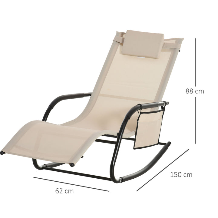 Gyngestol, gyngestol, havestol, gyngestol, metalnet, beige, 150 x 62 x 88 cm