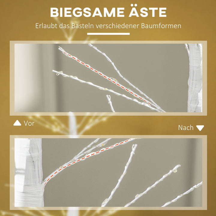 Kunstigt grantræ med led-belysning, 180 cm højt juletræ, realistisk bark, hvid