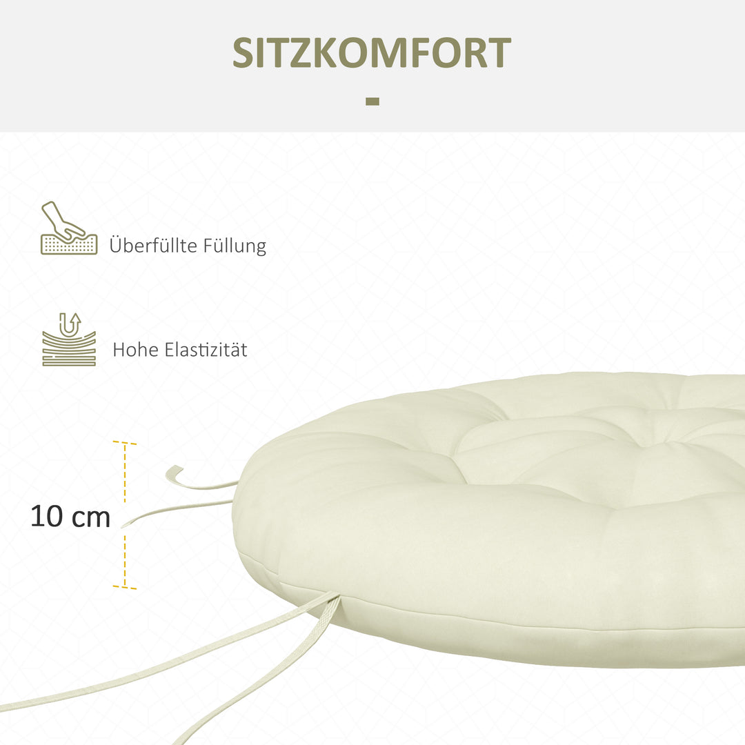 Siddehynde, sædepude, med knaplukning, 80 cm x 80 cm x 10 cm, cremehvid