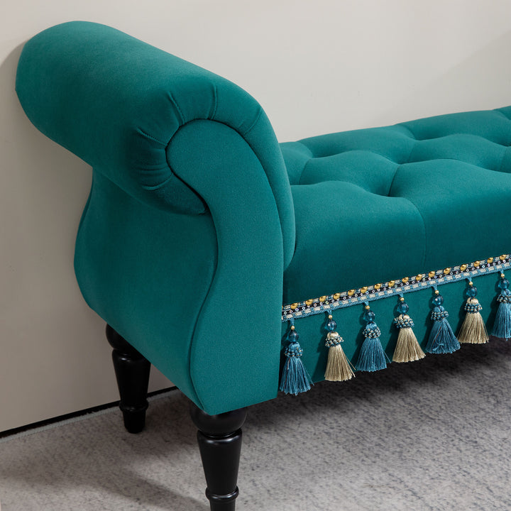 Polstret bænk, vintage design, op til 150 kg, 117x40x58 cm, grøn