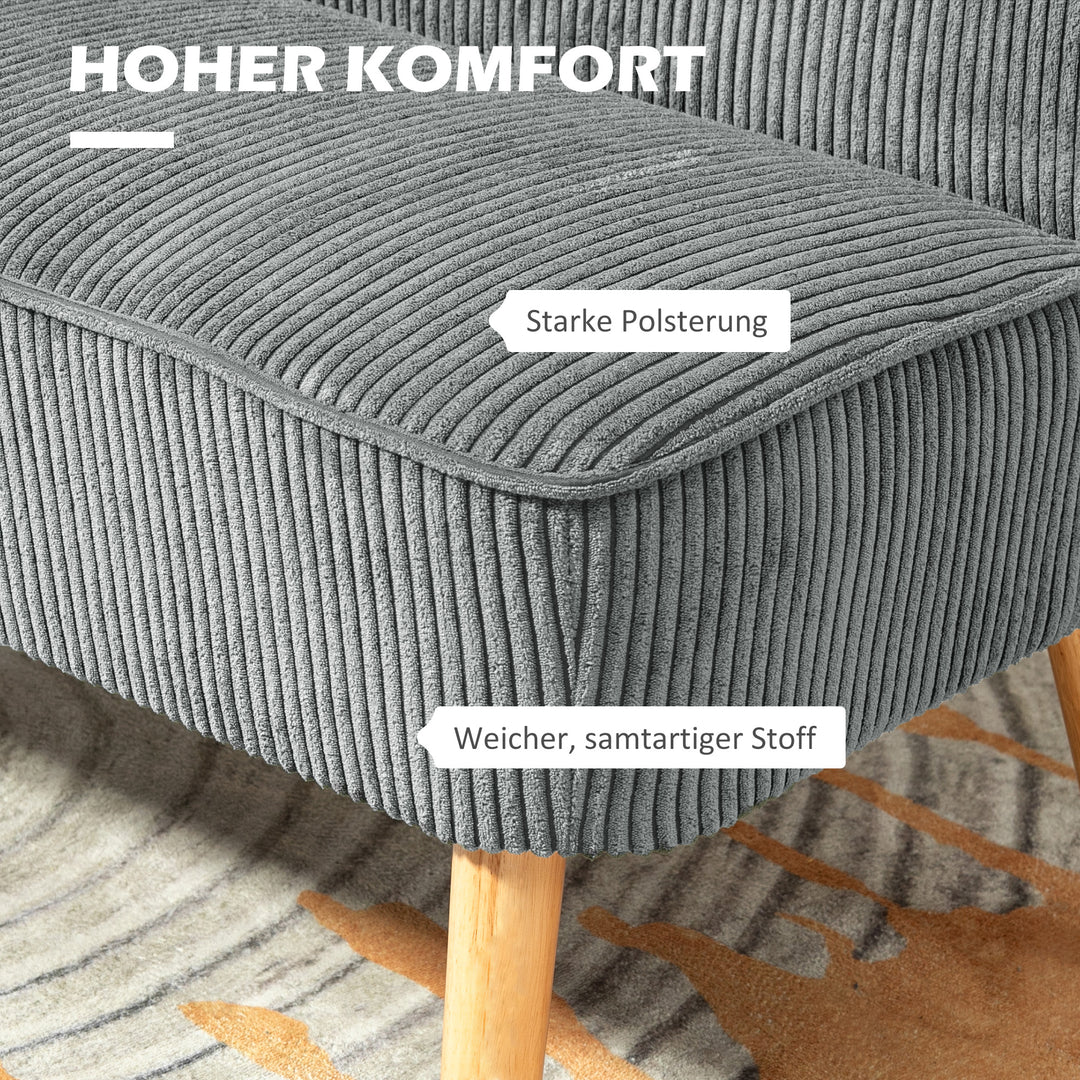 2-Personers polstret sofa, træ, fløjl polyester, skum, 117 x 56,5 x 77 cm, grå