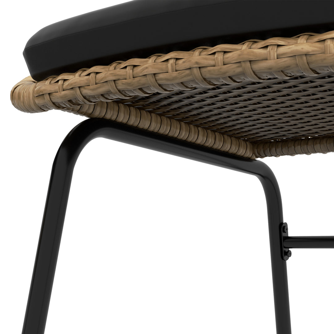 Rattan havemøbelsæt, havemøbelsæt, 2 lænestole og bord, gul