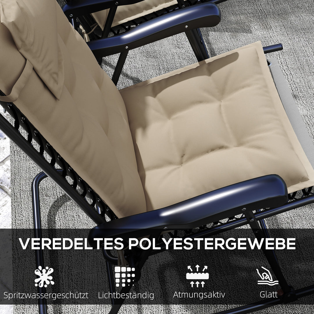 Sæt med 2 hynder til liggestol, vandafvisende hynde til haveliggestol, hynde 50x116x5 cm, beige