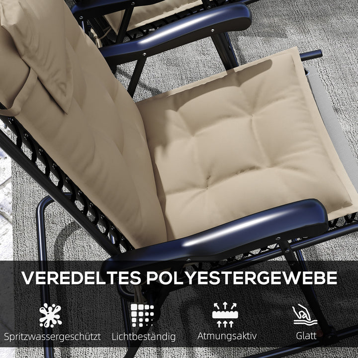 Sæt med 2 hynder til liggestol, vandafvisende hynde til haveliggestol, hynde 50x116x5 cm, beige