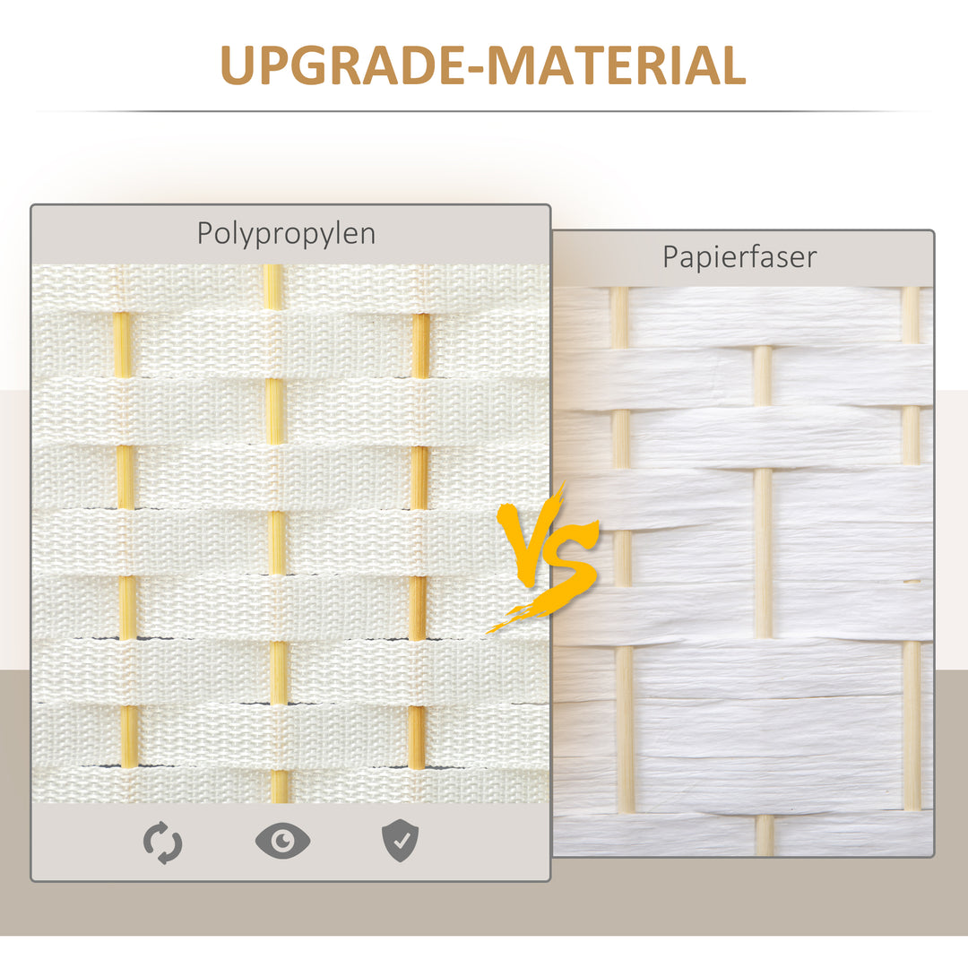 4-Panels rumdeler, foldbar skærm, skærm til stue, soveværelse, hjemmekontor, hvid