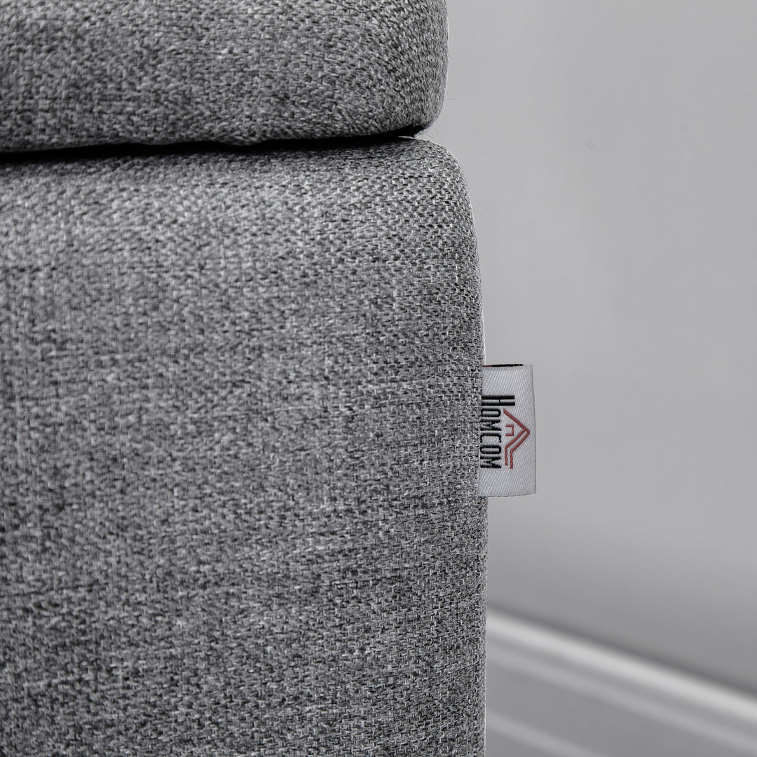 Bænk, opbevaringskommode, polstret bænk, hørlook, op til 150 kg, 101 x 38,5 x 44,5 cm, grå