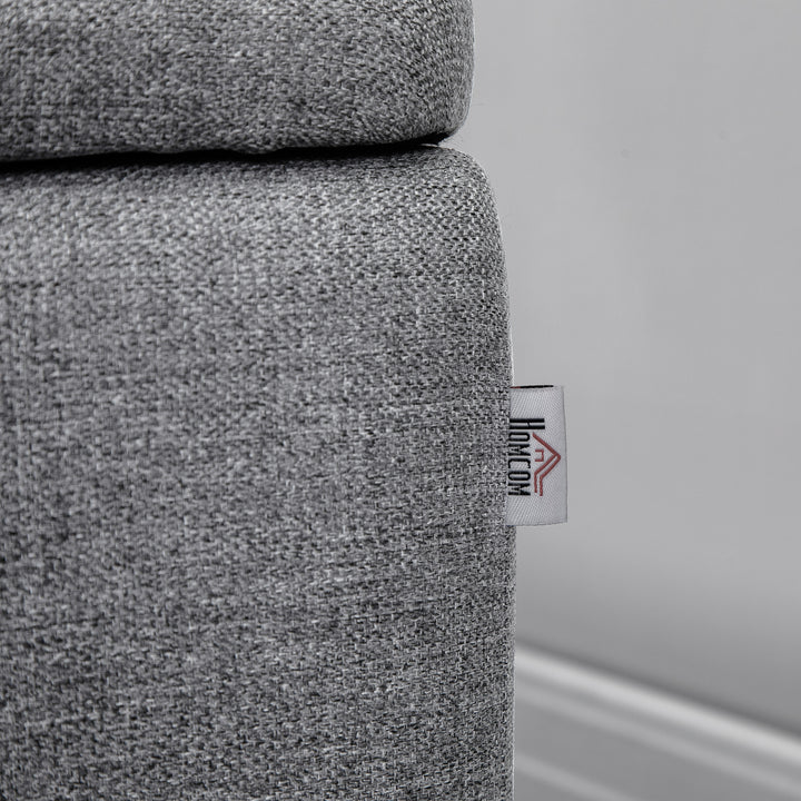 Bænk, opbevaringskommode, polstret bænk, hørlook, op til 150 kg, 101 x 38,5 x 44,5 cm, grå