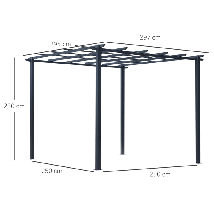 Rosenpavillon, plantebue, rosenbue, klatrehjælp, havepavillon, vejrbestandig, metal, sort, 2,97 x 2,95 x 2,3 m