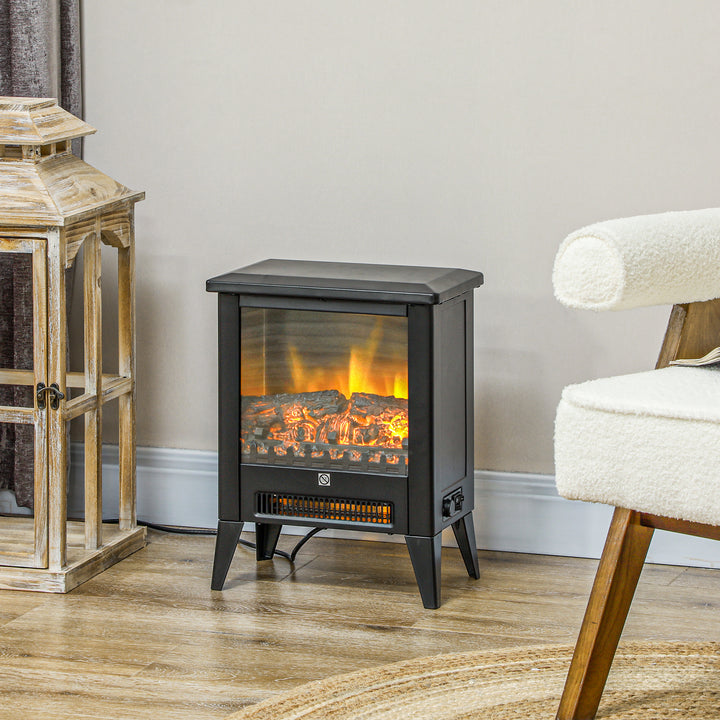 Elektrisk pejs med realistisk brandeffekt, overophedningsbeskyttelse og lav støj, 1800w, sort