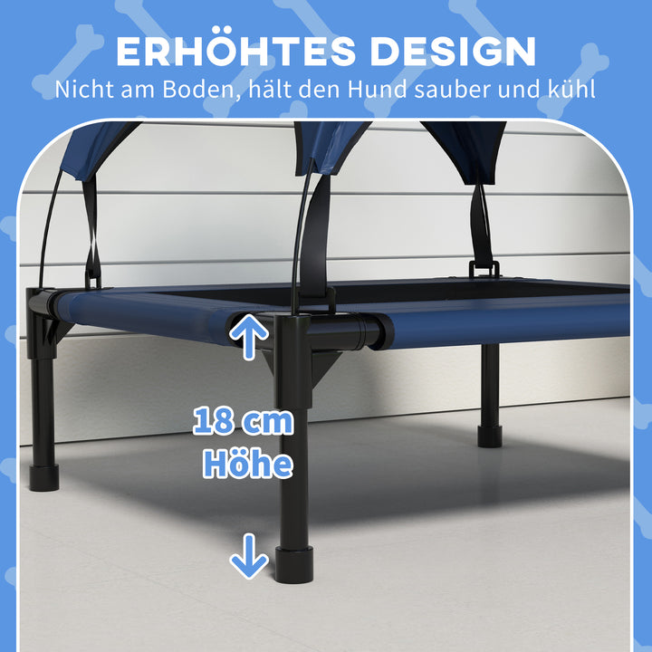 Hundeseng med tag, åndbar, vandafvisende, op til 20 kg, 76 x 61 x 69,5 cm, mørkeblå