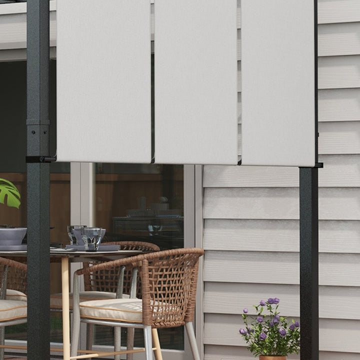 Markise/solsejl. Pergola, vejrbestandig, inklusive monteringsbeslag, 3 x 3,5 m, mørkegrå.