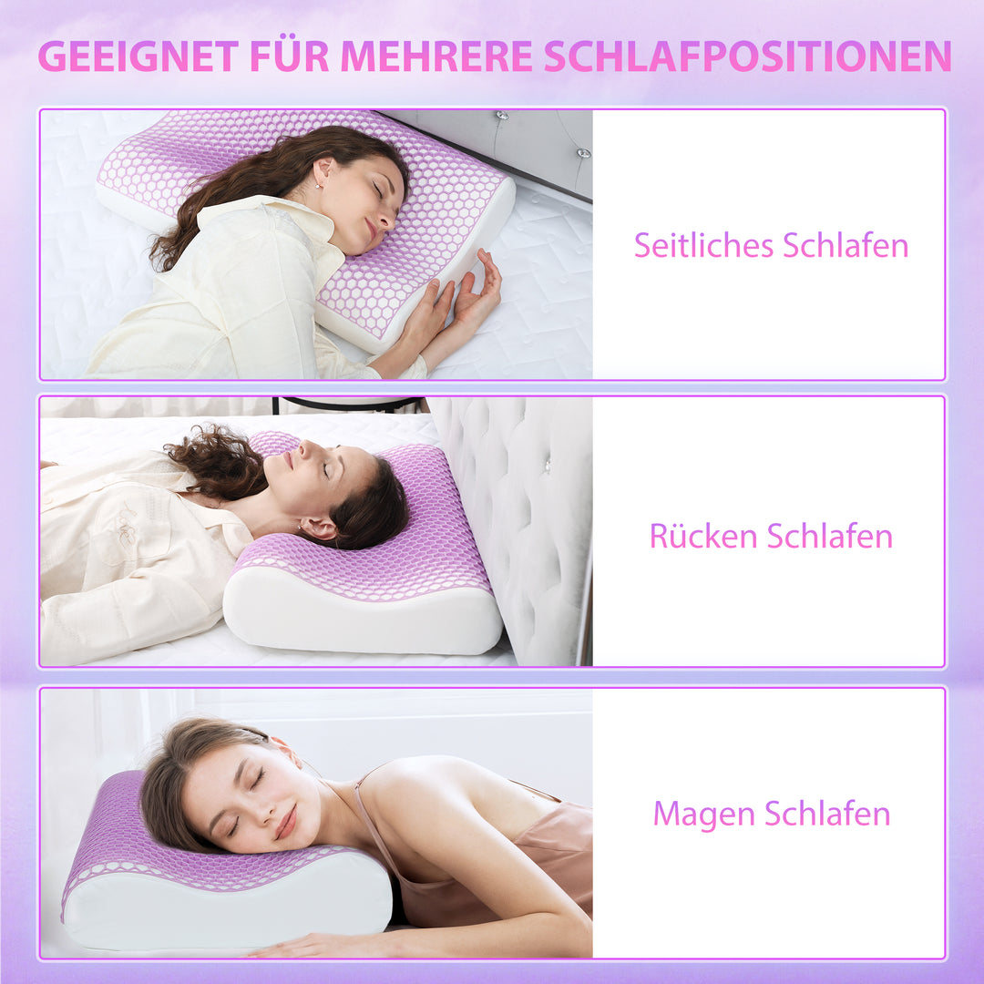 Memory foam pude, nakkestøttepude med aftageligt betræk, 2 højder ergonomisk, 2s hurtig reaktion