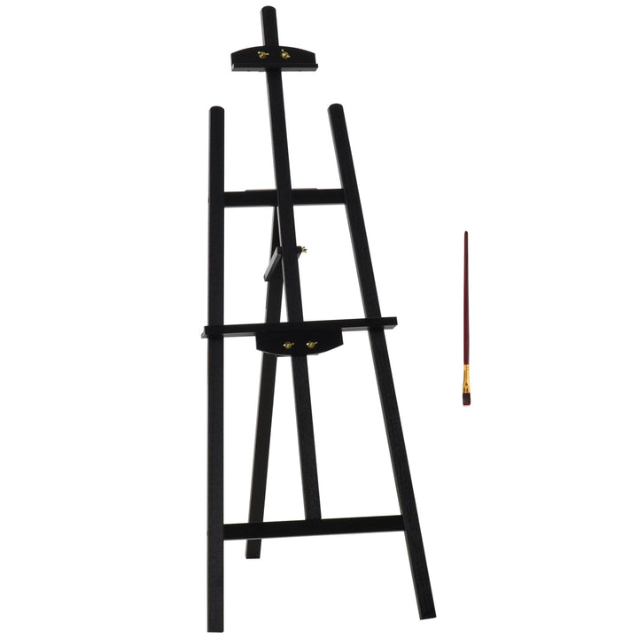 Træstaffeli, 134,5 cm højt, til lærreder op til 108 cm, feltstaffeli, studiestaffeli til maleri, skitsering, bryllupper, udstillinger, sort