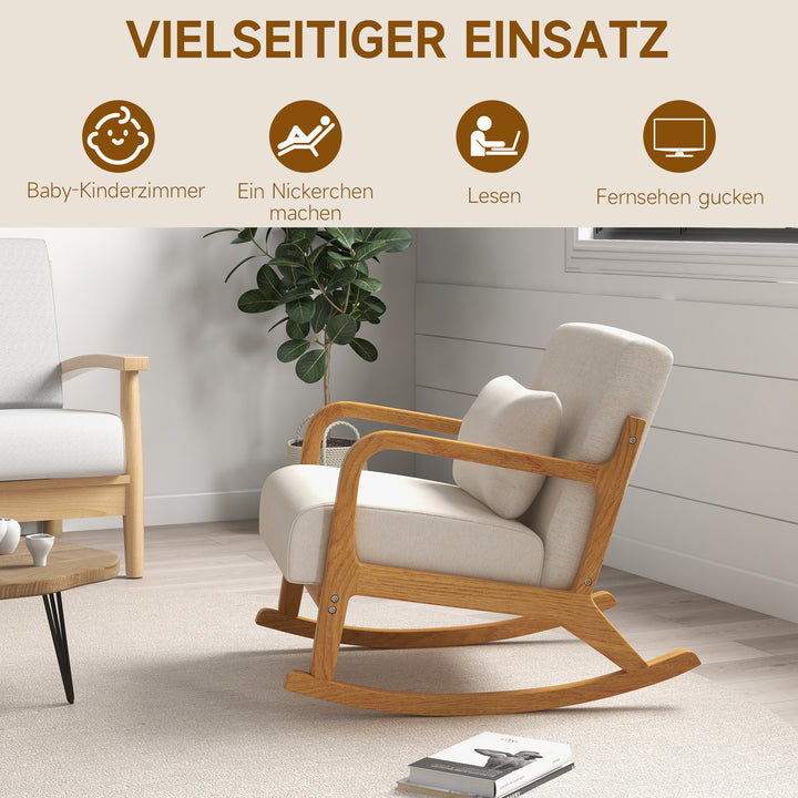 Retro gyngestol, gummitræ, 64,5 cm x 92 cm x 81,5 cm, beige + brun