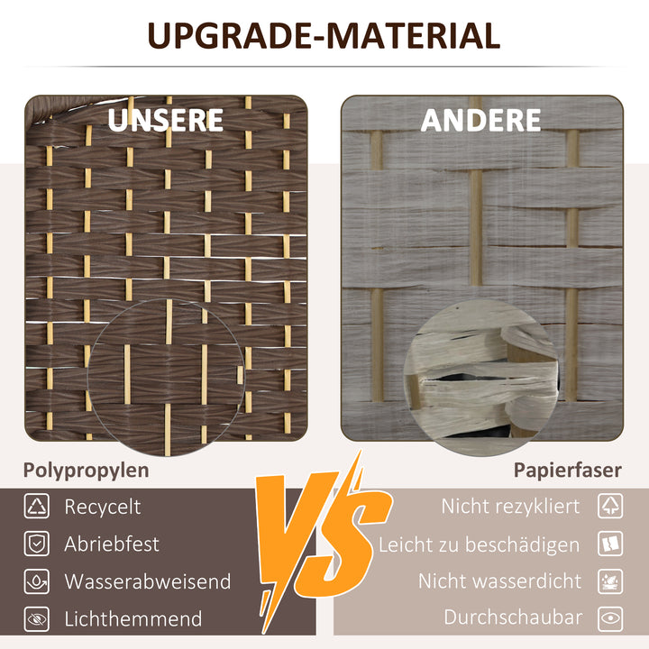 Rumdeler, 3-panels foldbar skillevæg, vævet mønster, fyrretræ, brun