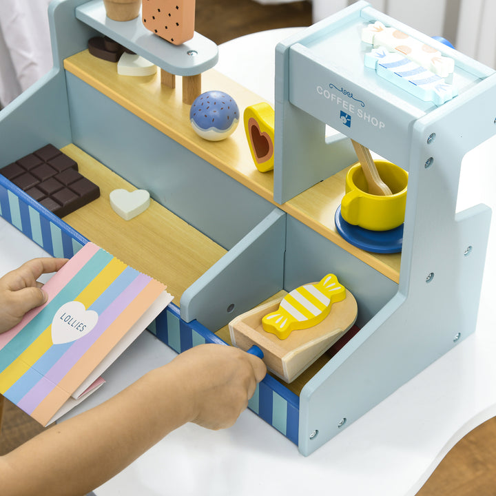 Lege-isbutik til børn, isbod, masser af tilbehør, fremmer fantasi og motorik, lyseblå