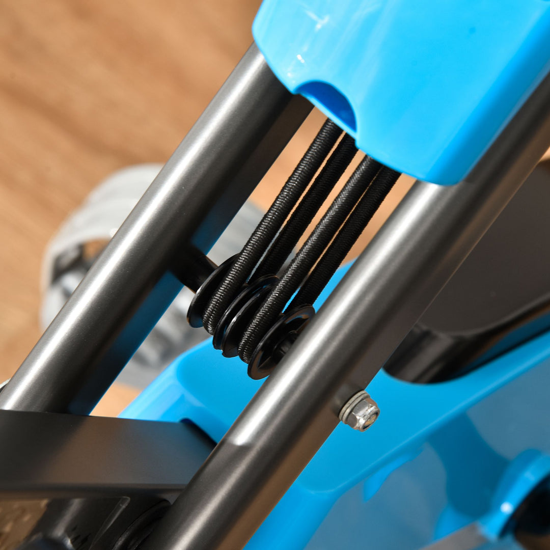 2-i-1 motionscykel med LCD-display, justerbar pulsmåler, sæde og hjul; foldbar motionscykel med 8 niveauer af magnetisk modstand, spændekabel og stålstel.