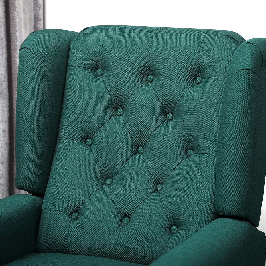Elegant lænestol med ryglæn, tykt polstret, aftageligt betræk, 74 x 86 x 102 cm, mørkegrøn