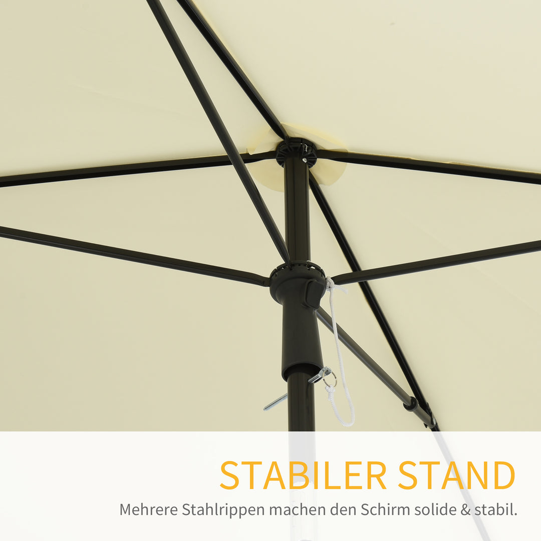 Parasol, strandparasol, haveparasol, balkonparasol, solskærm, foldbar, cremehvid
