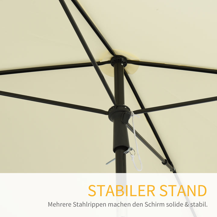 Parasol, strandparasol, haveparasol, balkonparasol, solskærm, foldbar, cremehvid