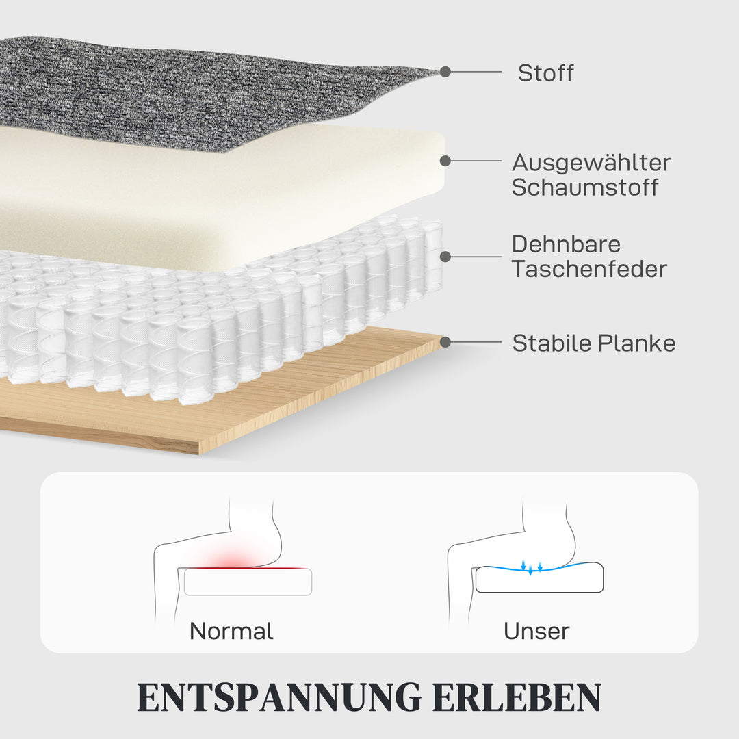 2-personers sofa, individuelt justerbare ryglæn, fodstøtte, stofbetræk, stål, grå
